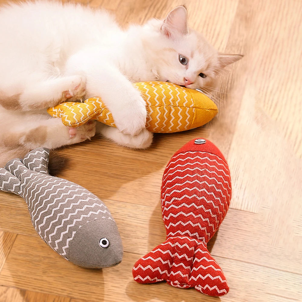 Interactive Cat Toy – Soft Linen Fish, Organic Catnip Stuffed, Safe for All Ages-3
