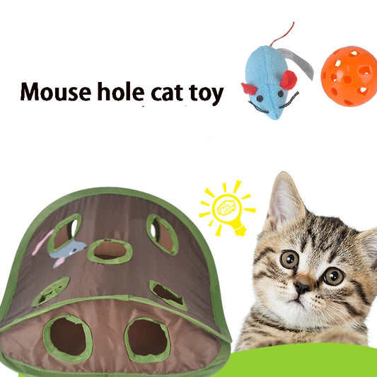 Cat Tunnel Toy for Kittens – 9-Hole Foldable, Interactive Mouse Game, Durable Material-2