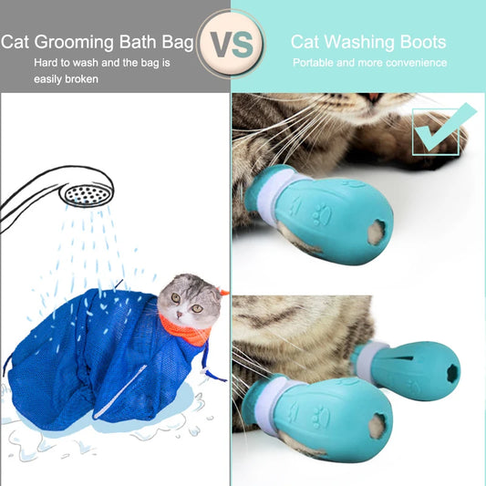 Cat Bath Shoes – Adjustable Anti-Scratch Boots, Soft Silicone, Easy to Clean-2
