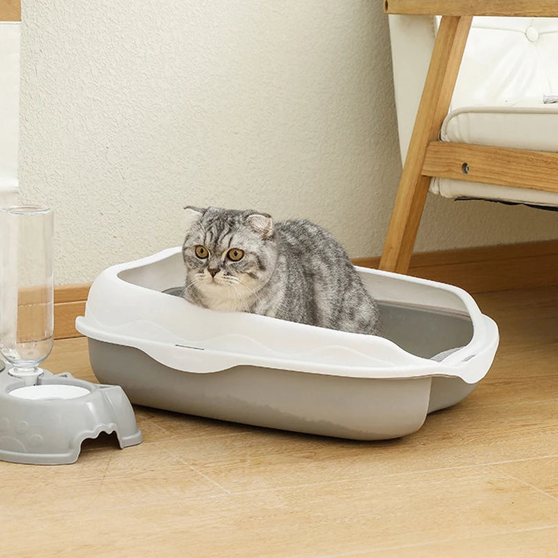 Semi-Enclosed Cat Litter Box – Spatter-Proof, Large Space, Easy to Clean-4