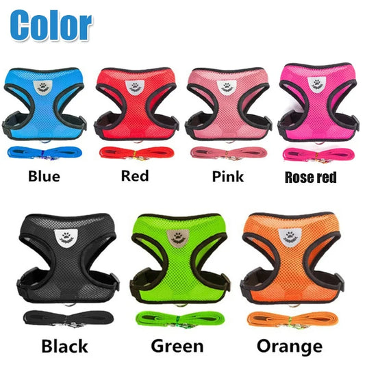 Adjustable Harness for Small Dogs and Cats – Breathable Mesh, Reflective Stripes, Includes Leash-2