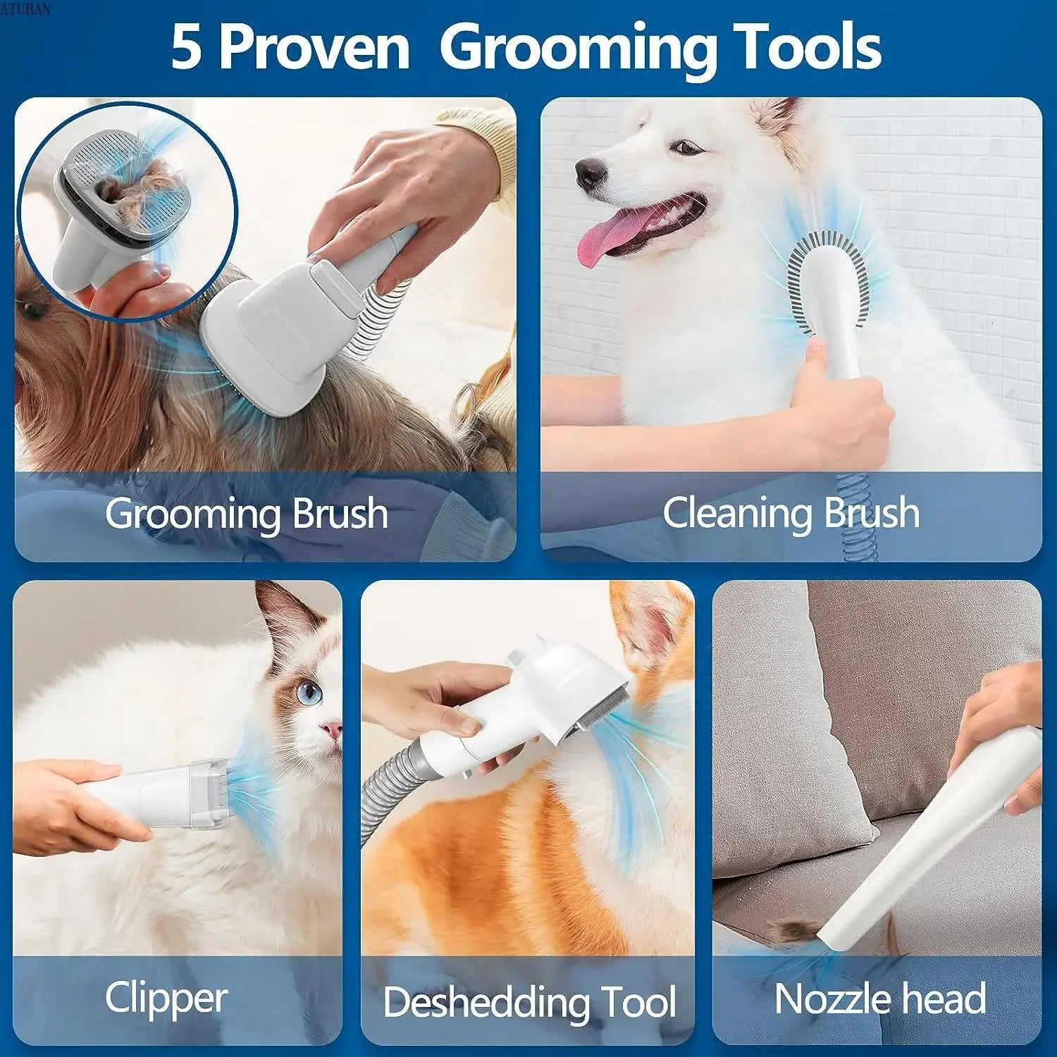 Dog Grooming Vacuum for Pets – Low Noise, 99% Hair Suction, 2.3L Capacity-5