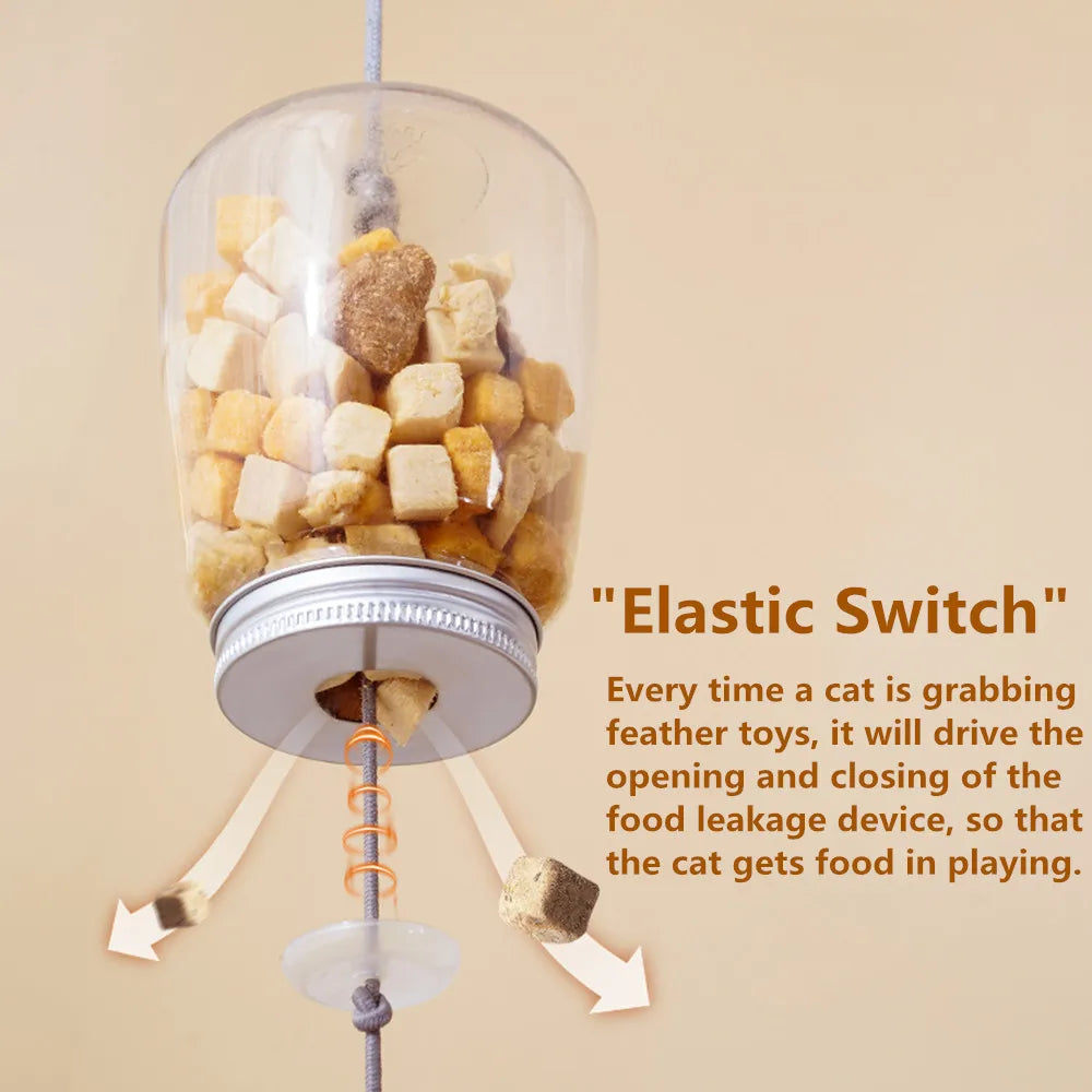 Interactive Cat Toy for Cats – Food Dispenser, Feather Teaser, Hanging Design-4
