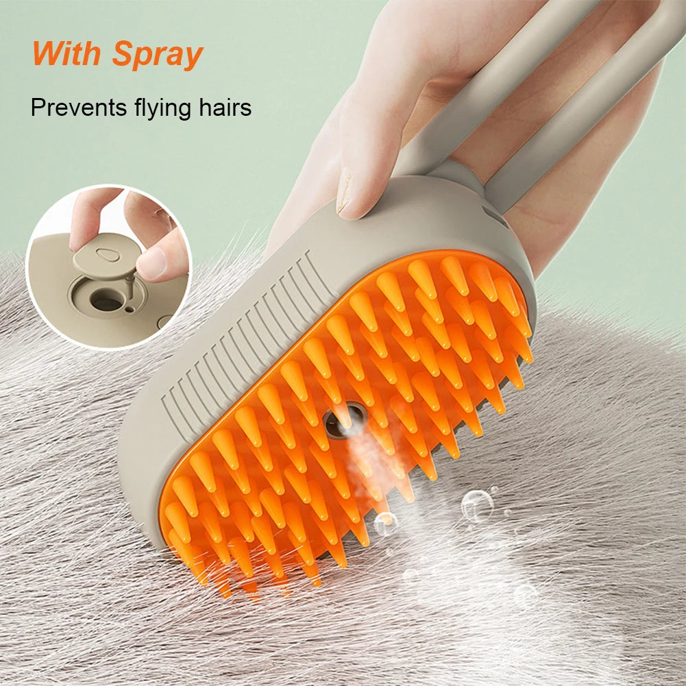 Electric Steam Brush for Cats and Dogs – 3-in-1 Grooming Tool, Spray Function, USB Rechargeable-4