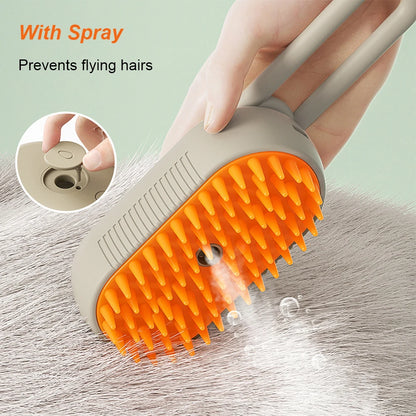 Electric Steam Brush for Cats and Dogs – 3-in-1 Grooming Tool, Spray Function, USB Rechargeable-4
