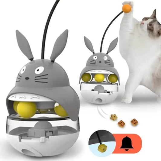Interactive Cat Toy for Cats – Treat Dispenser, Adjustable Gate, Eco-Friendly Grey Design-1
