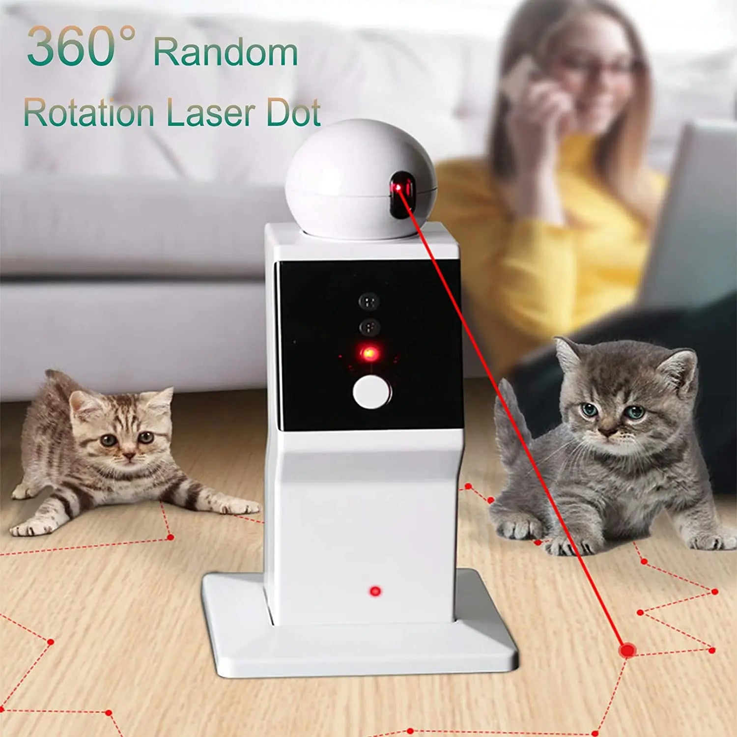 Interactive Cat Toy – Automatic Laser Pointer, Random Movement, 360° Rotation-6
