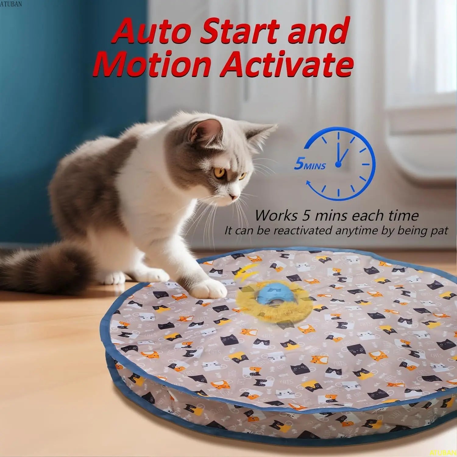 Interactive Cat Toy for Kittens – Motion Activated, Rechargeable, Engaging Hide and Seek Game-4