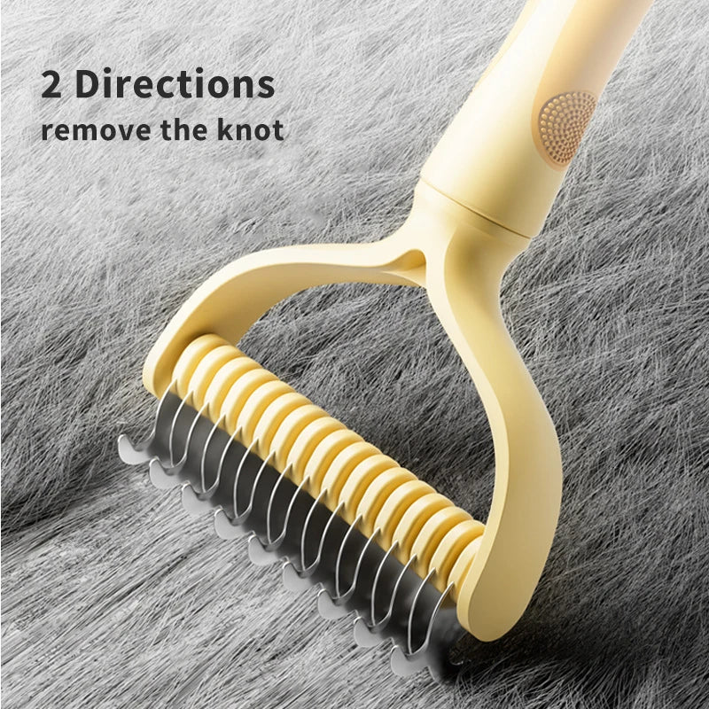 Double-Sided Dog Grooming Brush – Stainless Steel Fur Knot Cutter, Deshedding Tool-6