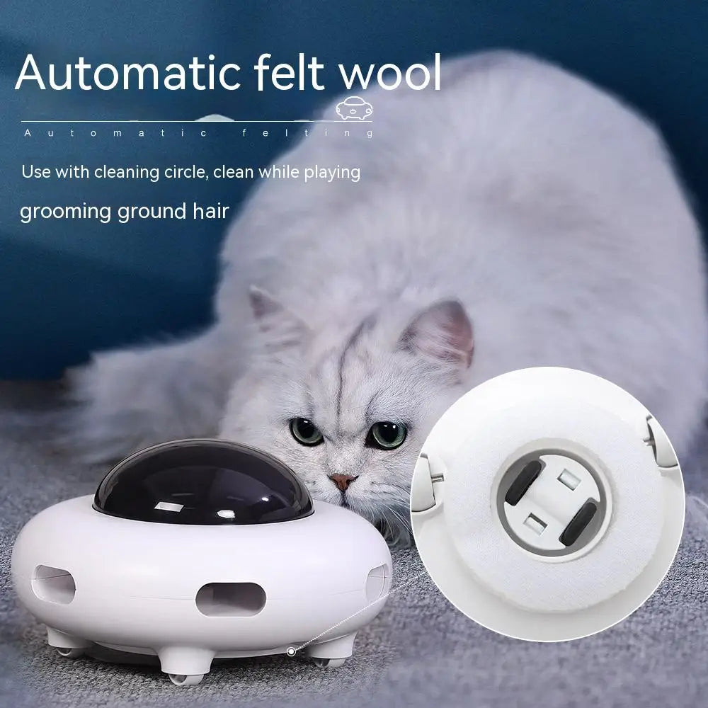 Interactive Cat Toy – Smart Teaser UFO, USB Rechargeable, Replaceable Feather, Automatic Cleaning-3
