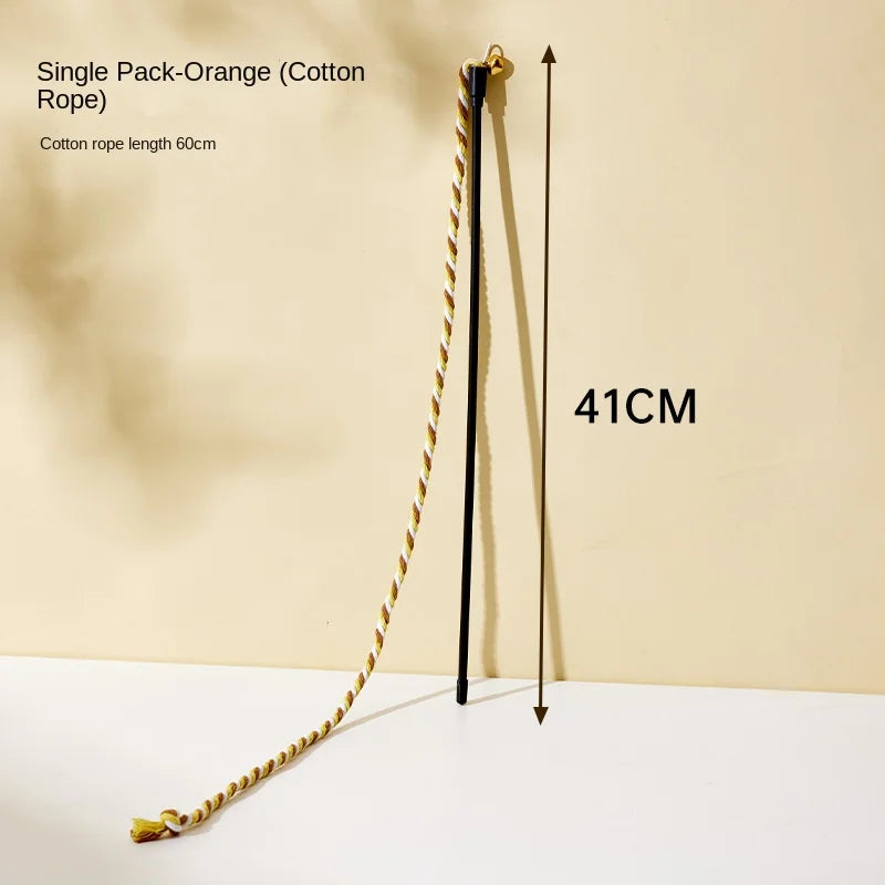 Variant image for Interactive Cat Toy for Cats – Feather Teaser Wand, Satin Ribbon, Jingle Bell-5
