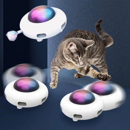 Interactive Cat Toy – Smart Teaser UFO, USB Rechargeable, Replaceable Feather, Automatic Cleaning-4