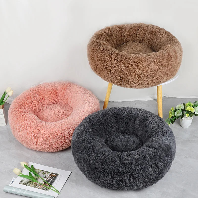 Plush Pet Bed for Cats and Small Dogs – Warm, Detachable, Round Design-5