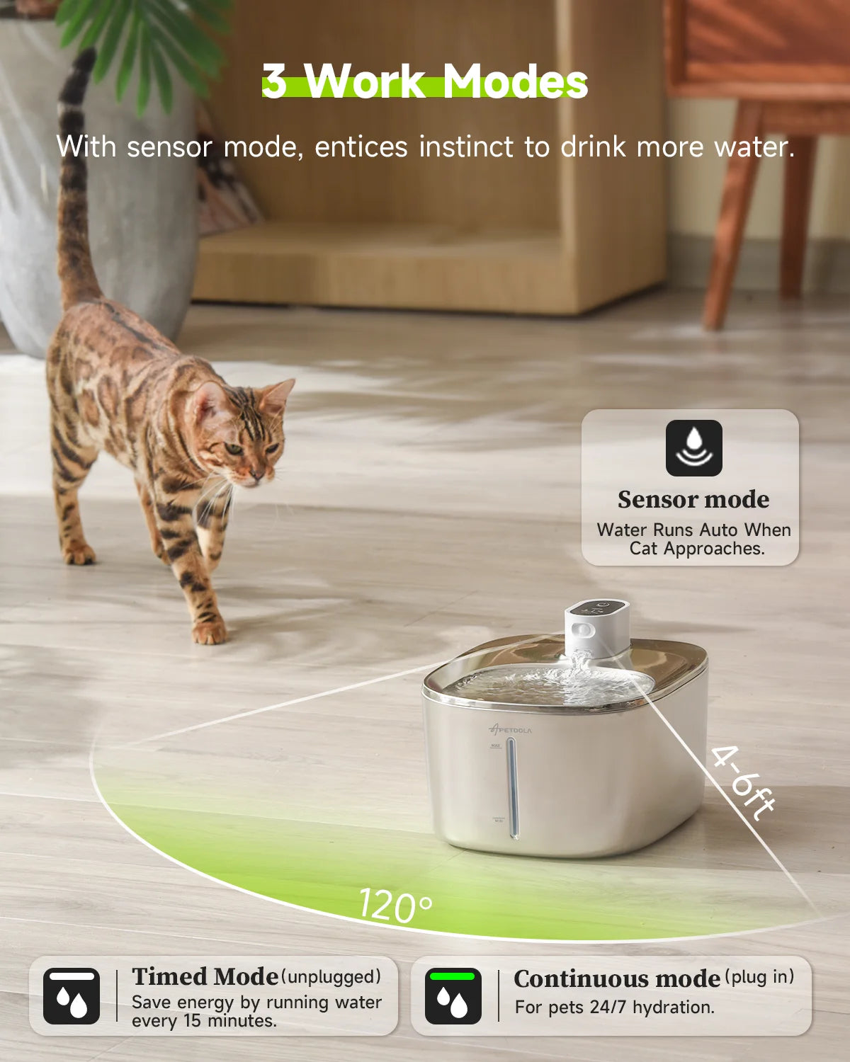 Wireless Water Fountain for Cats and Dogs – 4L Capacity, Cordless Design, Easy to Clean Stainless Steel-3