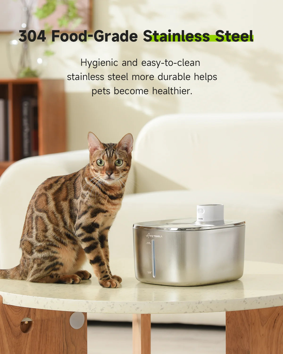 Wireless Water Fountain for Cats and Dogs – 4L Capacity, Cordless Design, Easy to Clean Stainless Steel-5