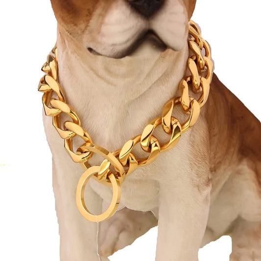 Dog Collar for Fashionable Pets – Heavy-Duty Metal, 15mm Wide, Cuban Link Design-2