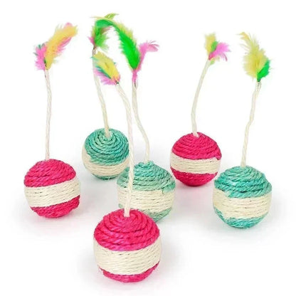 Interactive Cat Toy for Kittens – Durable Sisal, Engaging Feather, 4cm Diameter-4