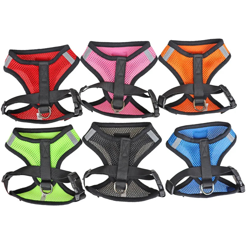 Adjustable Harness for Small Dogs and Cats – Breathable Mesh, Reflective Stripes, Includes Leash-3
