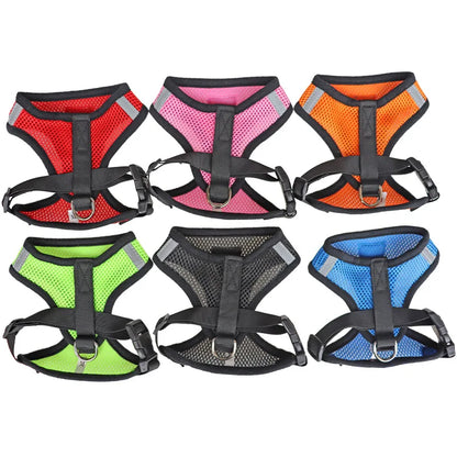 Adjustable Harness for Small Dogs and Cats – Breathable Mesh, Reflective Stripes, Includes Leash-3